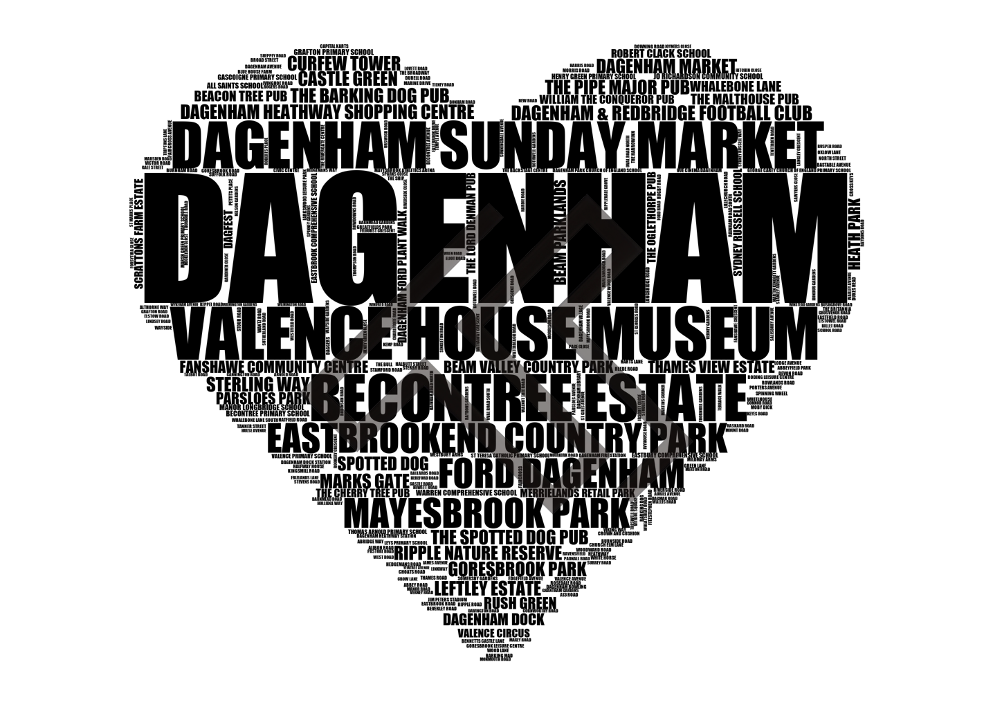 Dagenham - Premium Typographic Word Cloud Prints, Posters & Gifts