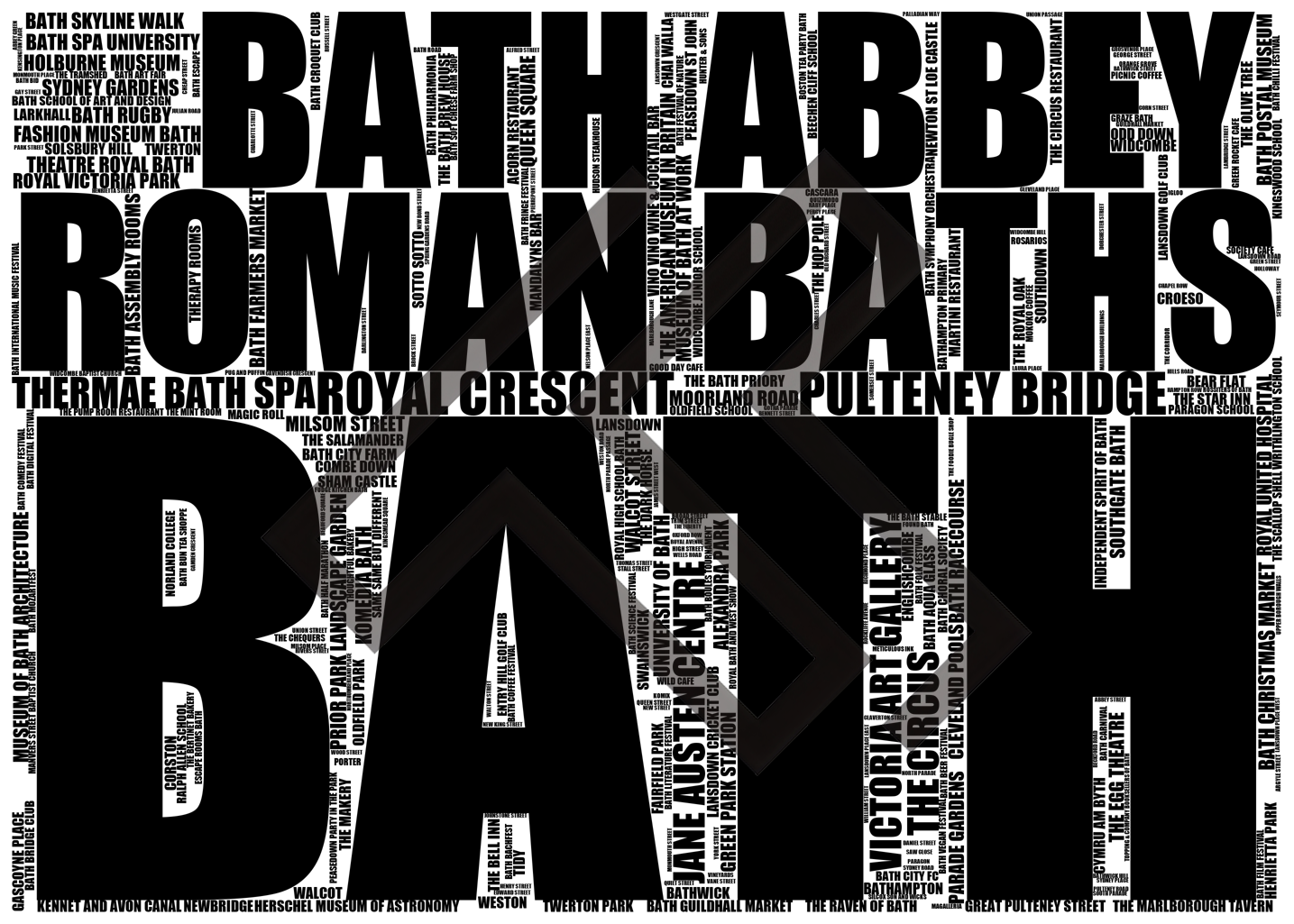 Bath - Premium Typographic Word Cloud Prints, Posters & Gifts