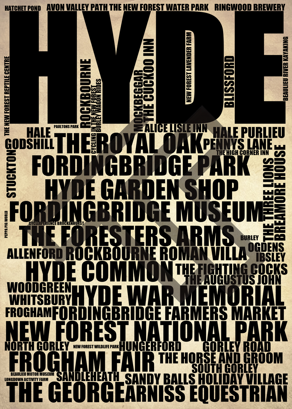 Hyde - Premium Typographic Word Cloud Prints, Posters & Gifts