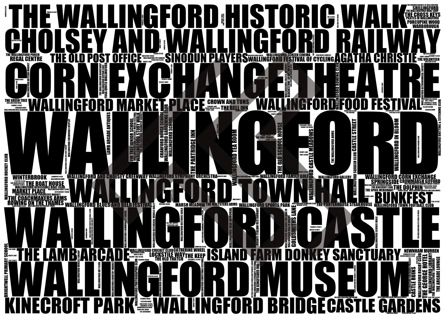 Wallingford - Premium Typographic Word Cloud Prints, Posters & Gifts