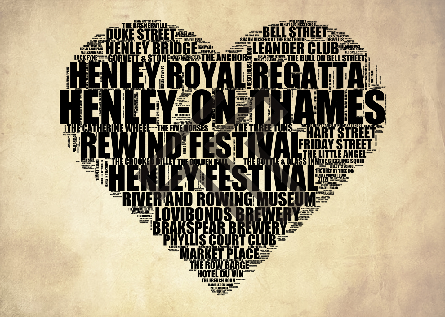 Henley-on-Thames - Premium Typographic Word Cloud Prints, Posters & Gifts