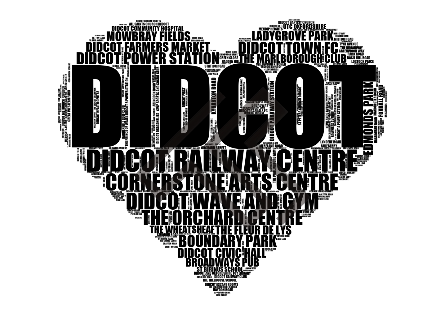 Didcot - Premium Typographic Word Cloud Prints, Posters & Gifts