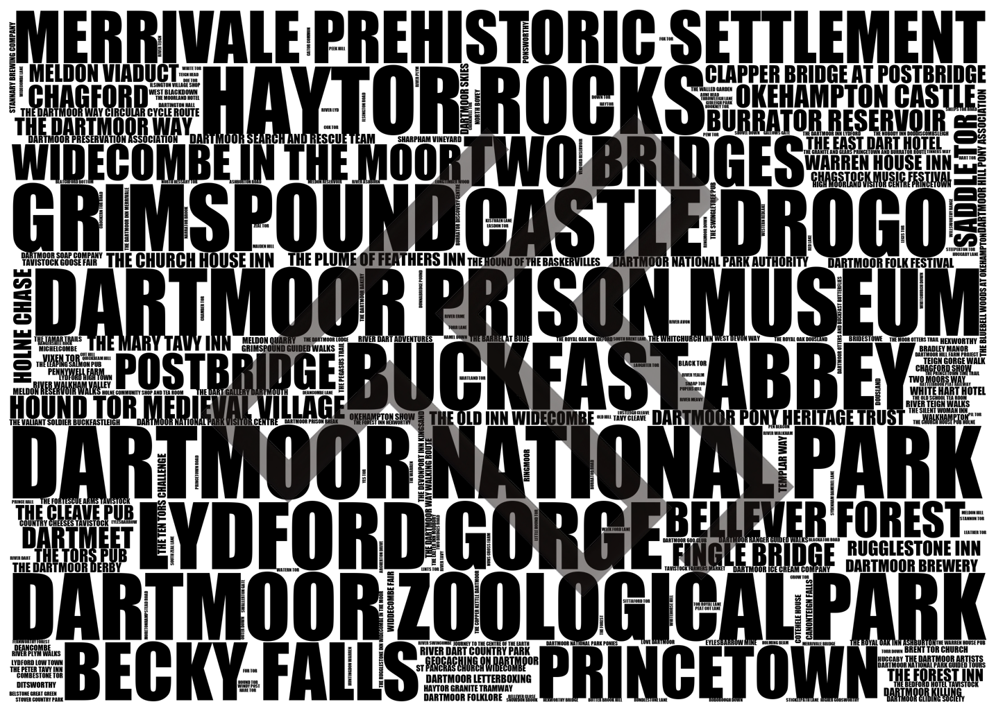 Dartmoor National Park - Premium Typographic Word Cloud Prints, Posters & Gifts