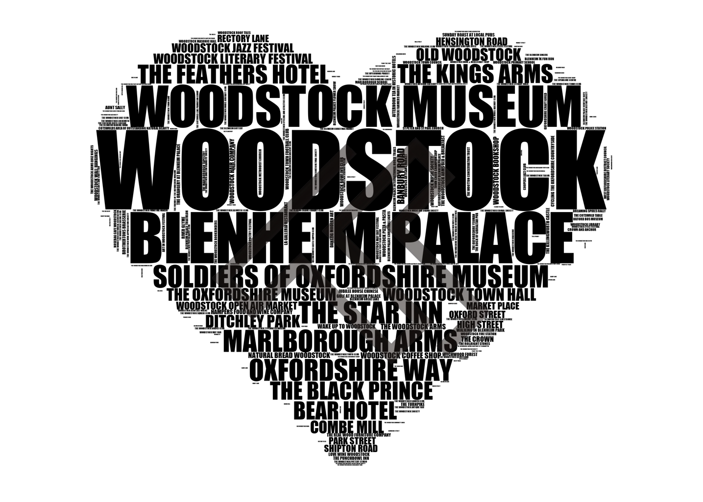 Woodstock - Premium Typographic Word Cloud Prints, Posters & Gifts