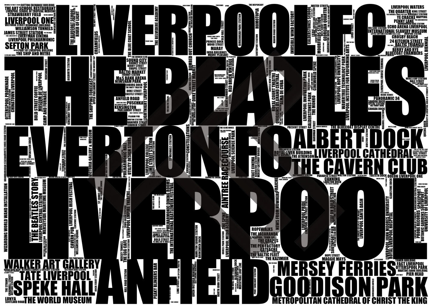 Liverpool - Premium Typographic Word Cloud Prints, Posters & Gifts