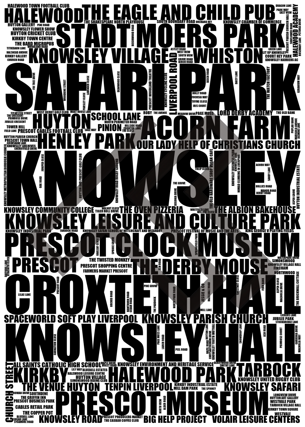 Knowsley - Premium Typographic Word Cloud Prints, Posters & Gifts