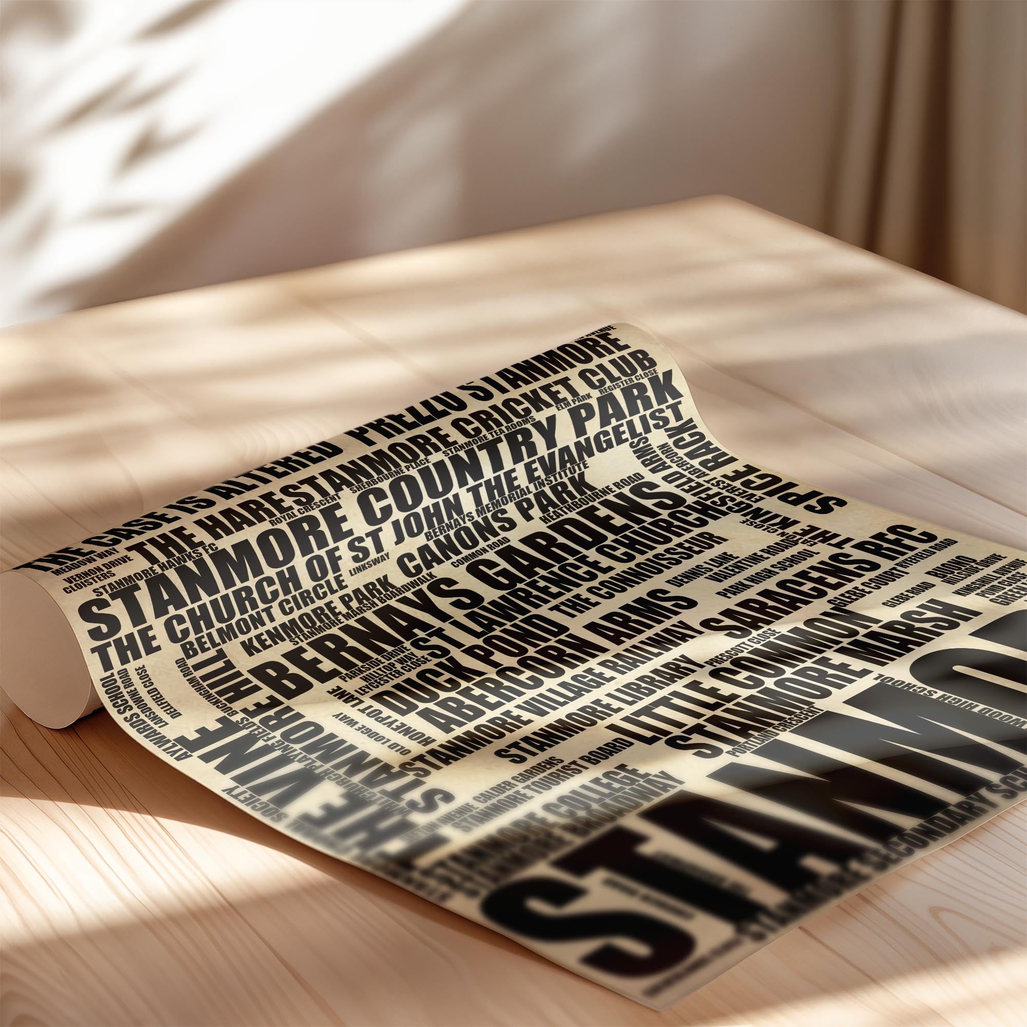 Stanmore - Premium Typographic Word Cloud Prints, Posters & Gifts