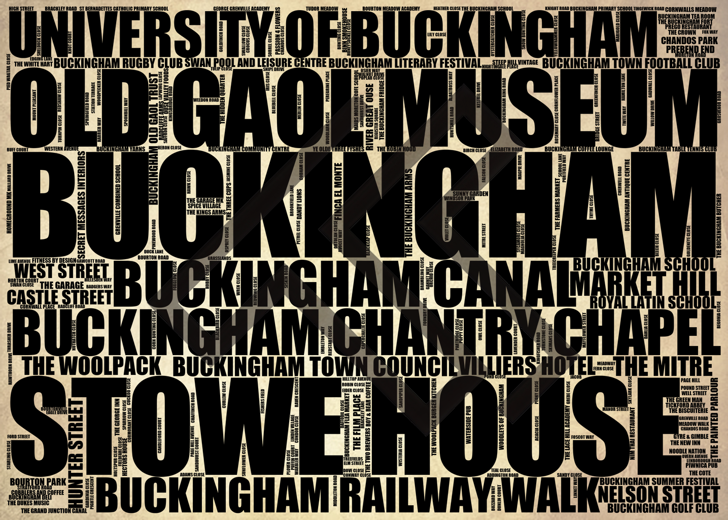 Buckingham - Premium Typographic Word Cloud Prints, Posters & Gifts