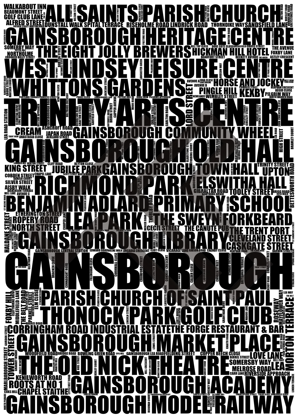 Gainsborough - Premium Typographic Word Cloud Prints, Posters & Gifts