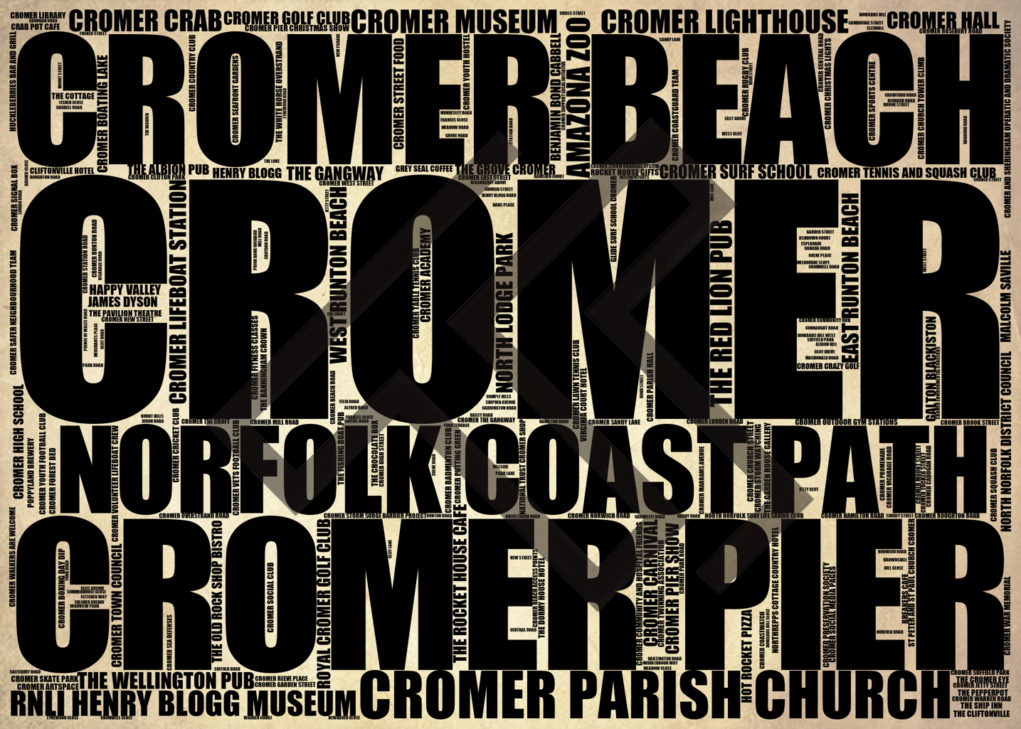 Cromer - Premium Typographic Word Cloud Prints, Posters & Gifts