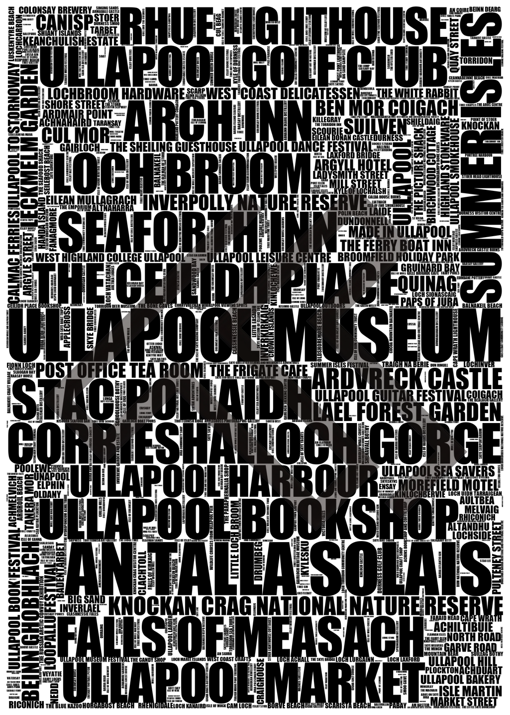 Ullapool - Premium Typographic Word Cloud Prints, Posters & Gifts