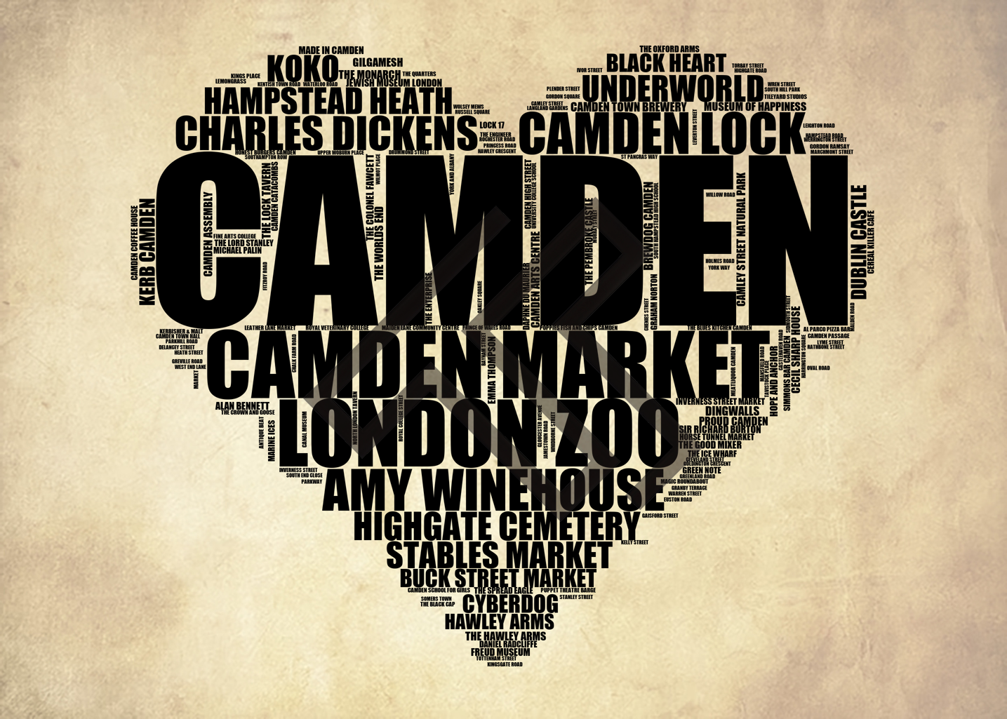 Camden - Premium Typographic Word Cloud Prints, Posters & Gifts