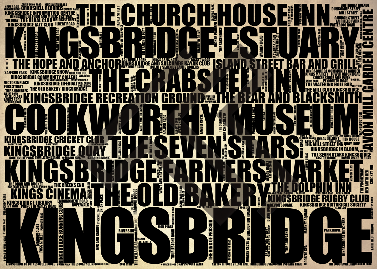 Kingsbridge - Premium Typographic Word Cloud Prints, Posters & Gifts