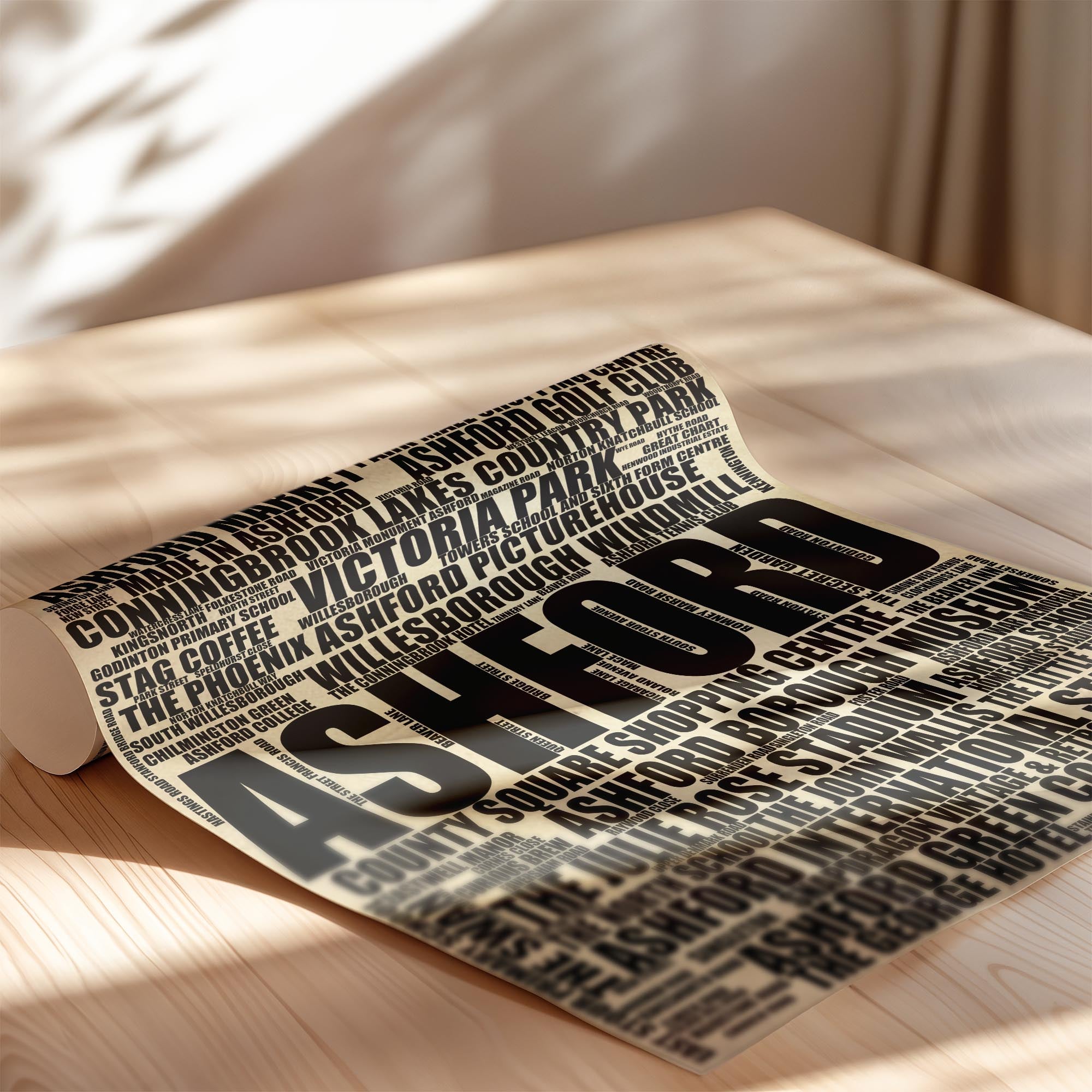 Ashford - Premium Typographic Word Cloud Prints, Posters & Gifts