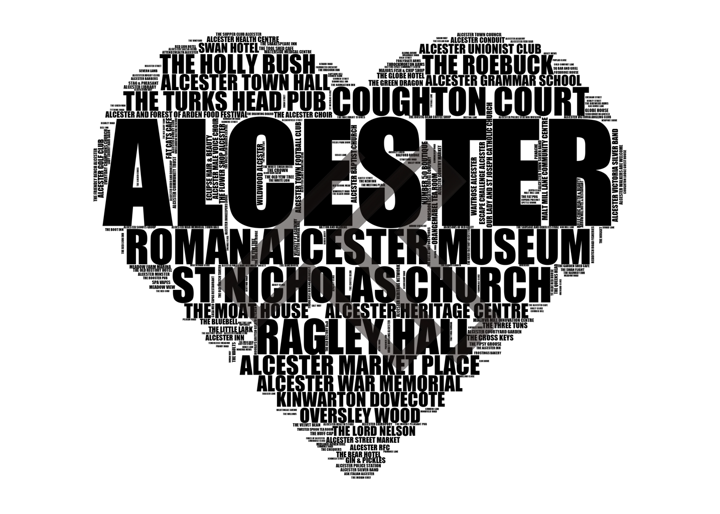 Alcester - Premium Typographic Word Cloud Prints, Posters & Gifts