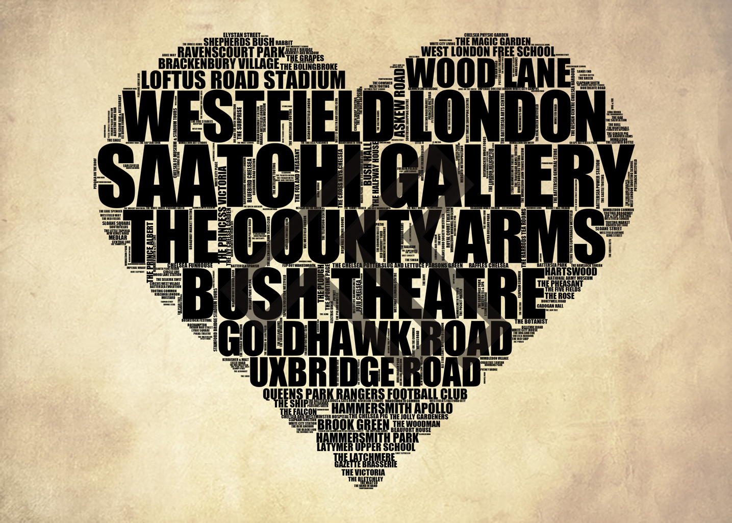 Shepherds Bush - Premium Typographic Word Cloud Prints, Posters & Gifts