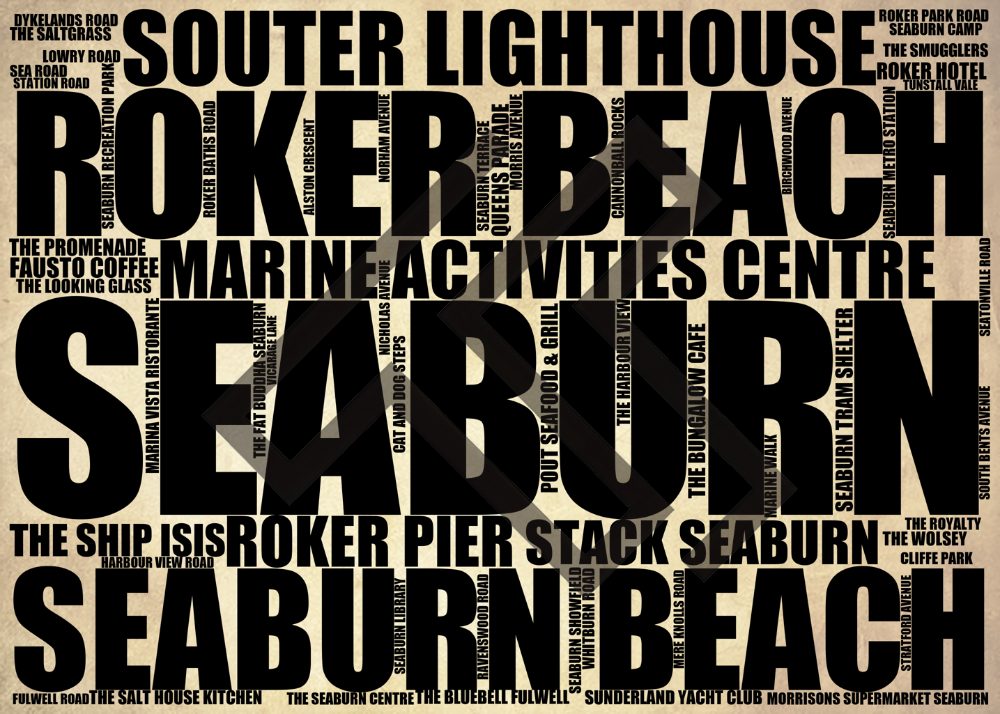 Seaburn - Premium Typographic Word Cloud Prints, Posters & Gifts