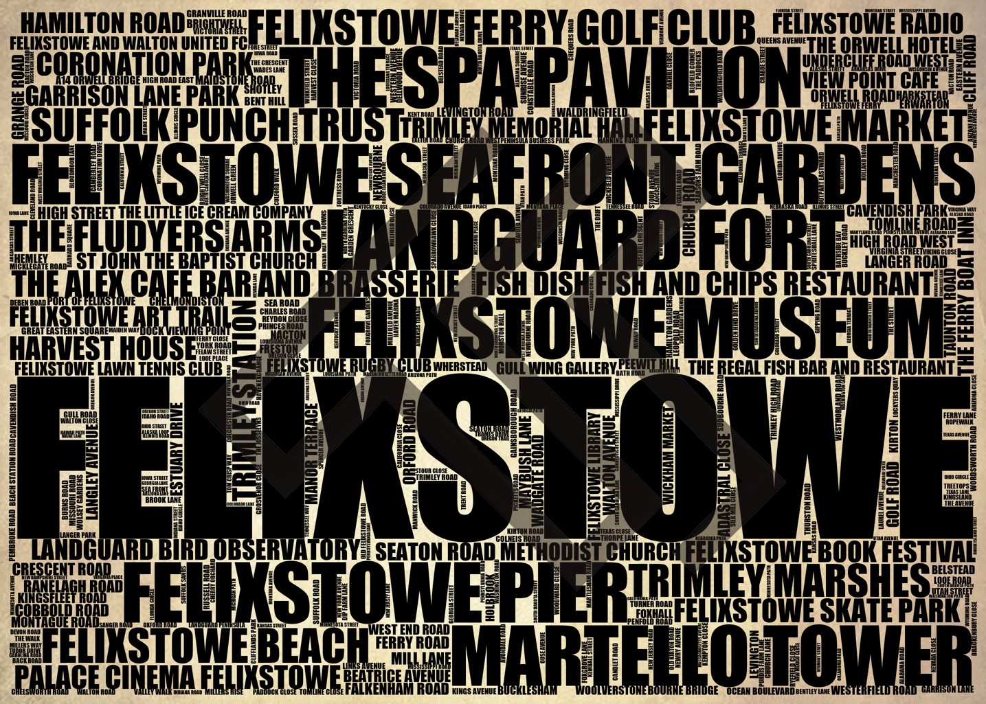 Felixstowe - Premium Typographic Word Cloud Prints, Posters & Gifts