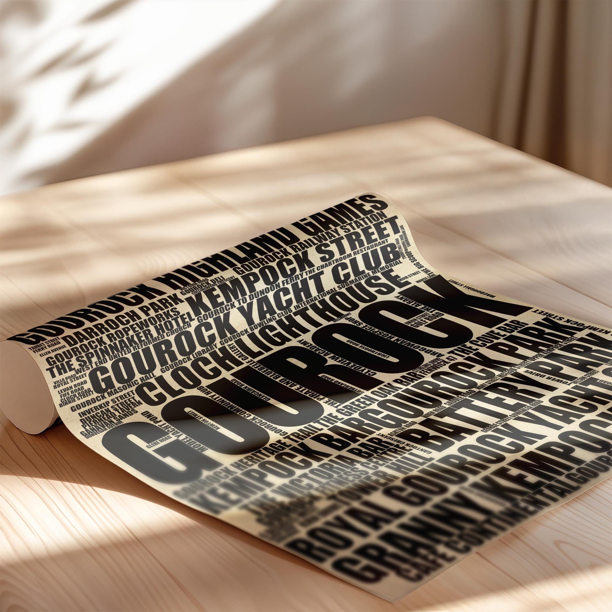 Gourock - Premium Typographic Word Cloud Prints, Posters & Gifts