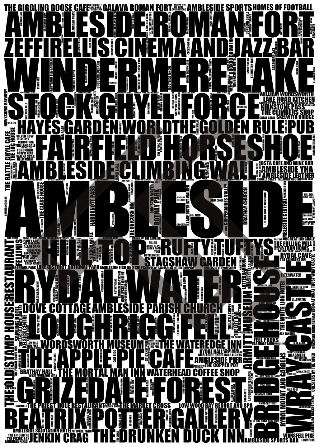 Ambleside - Premium Typographic Word Cloud Prints, Posters & Gifts