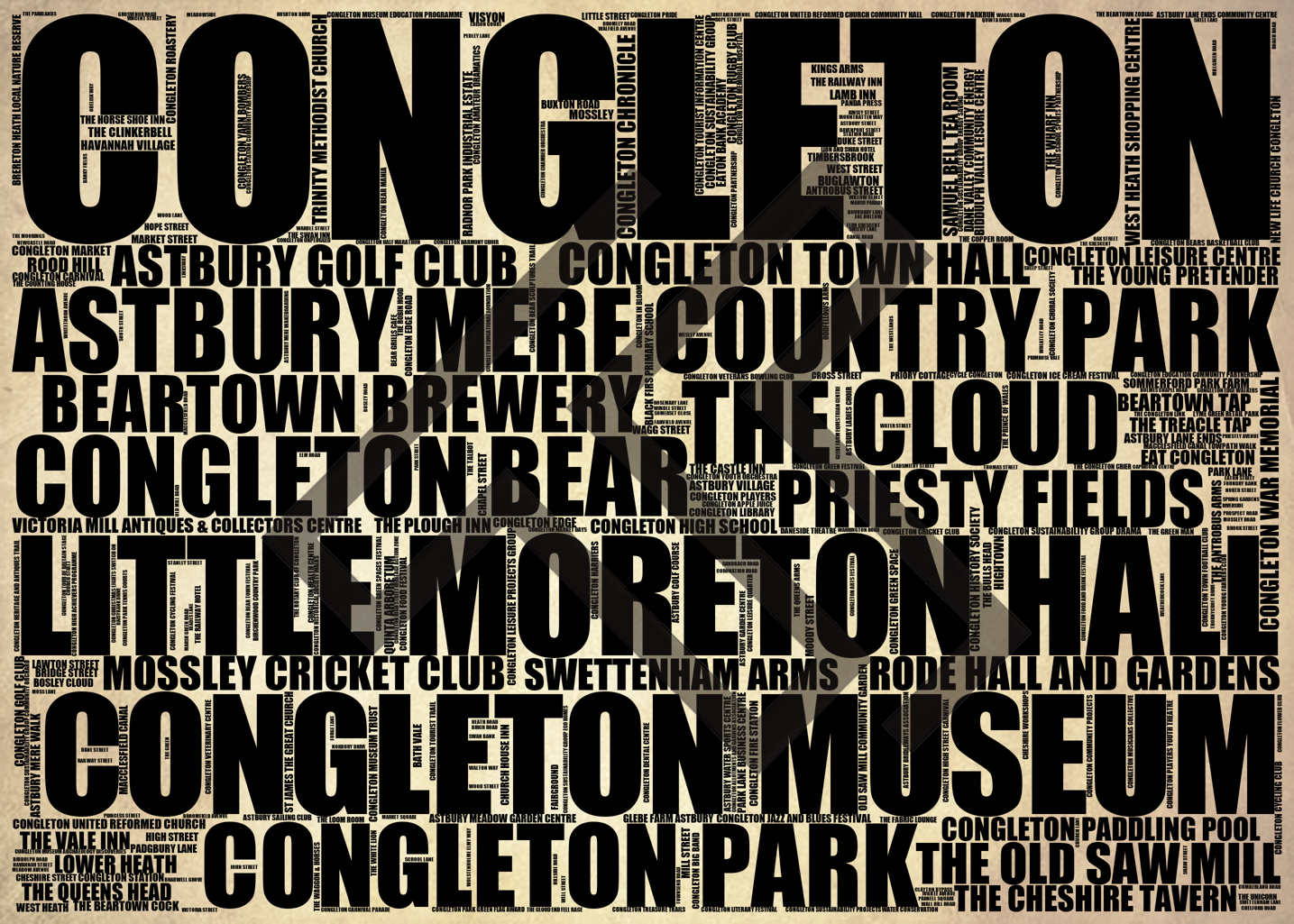 Congleton - Premium Typographic Word Cloud Prints, Posters & Gifts