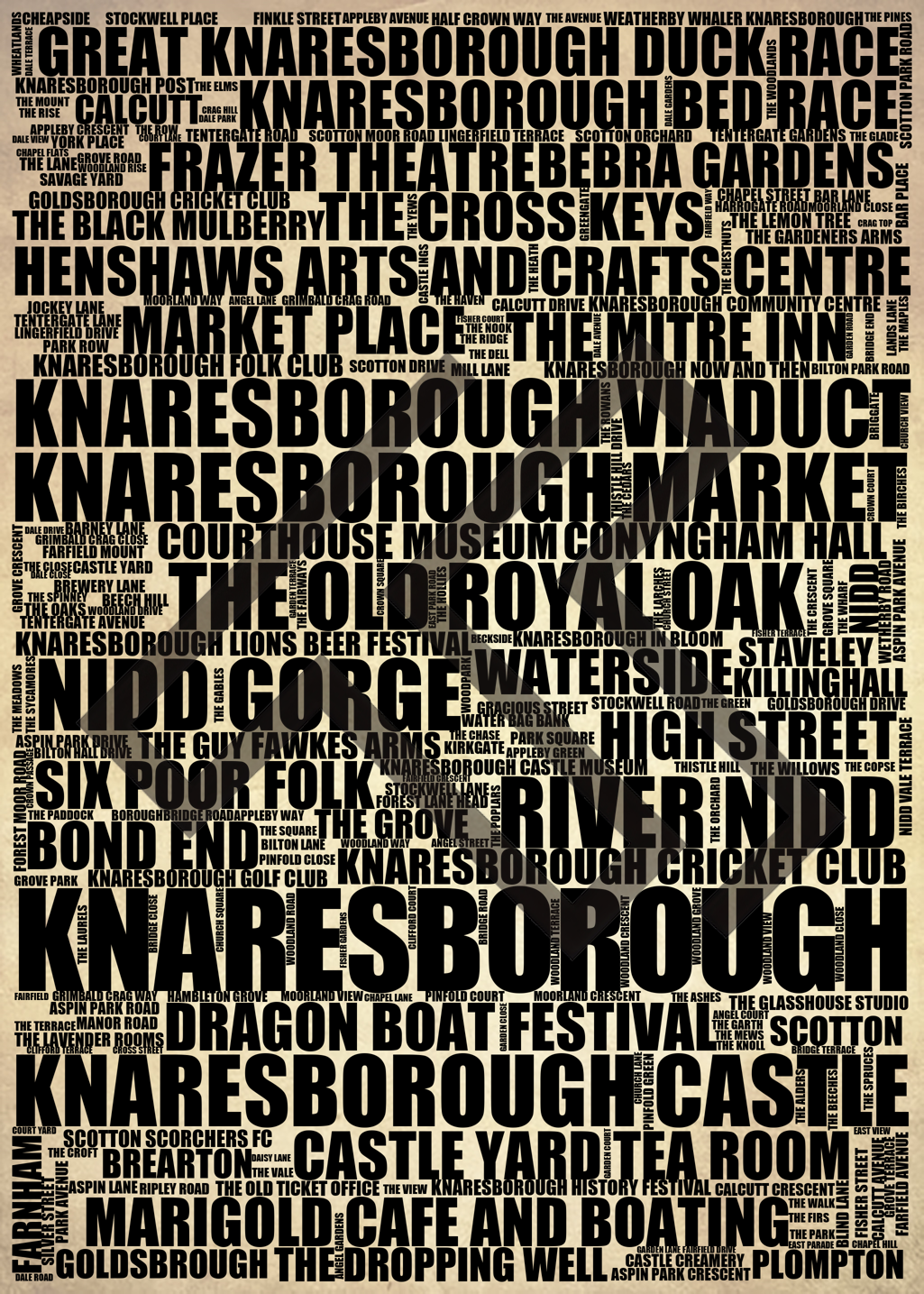 Knaresborough - Premium Typographic Word Cloud Prints, Posters & Gifts