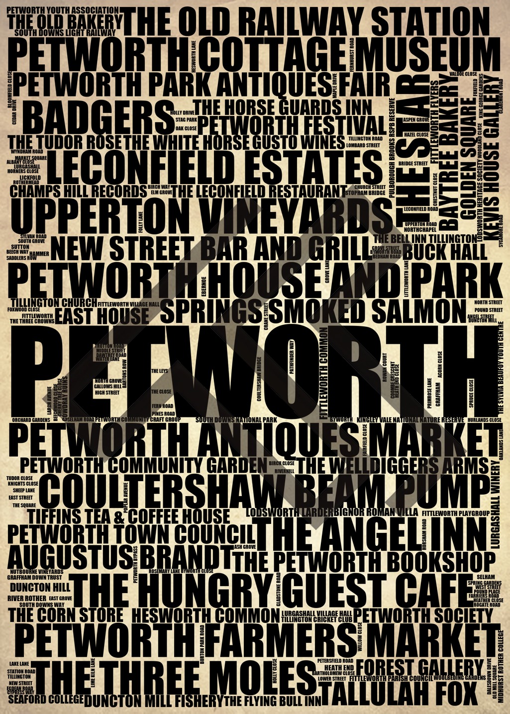 Petworth - Premium Typographic Word Cloud Prints, Posters & Gifts