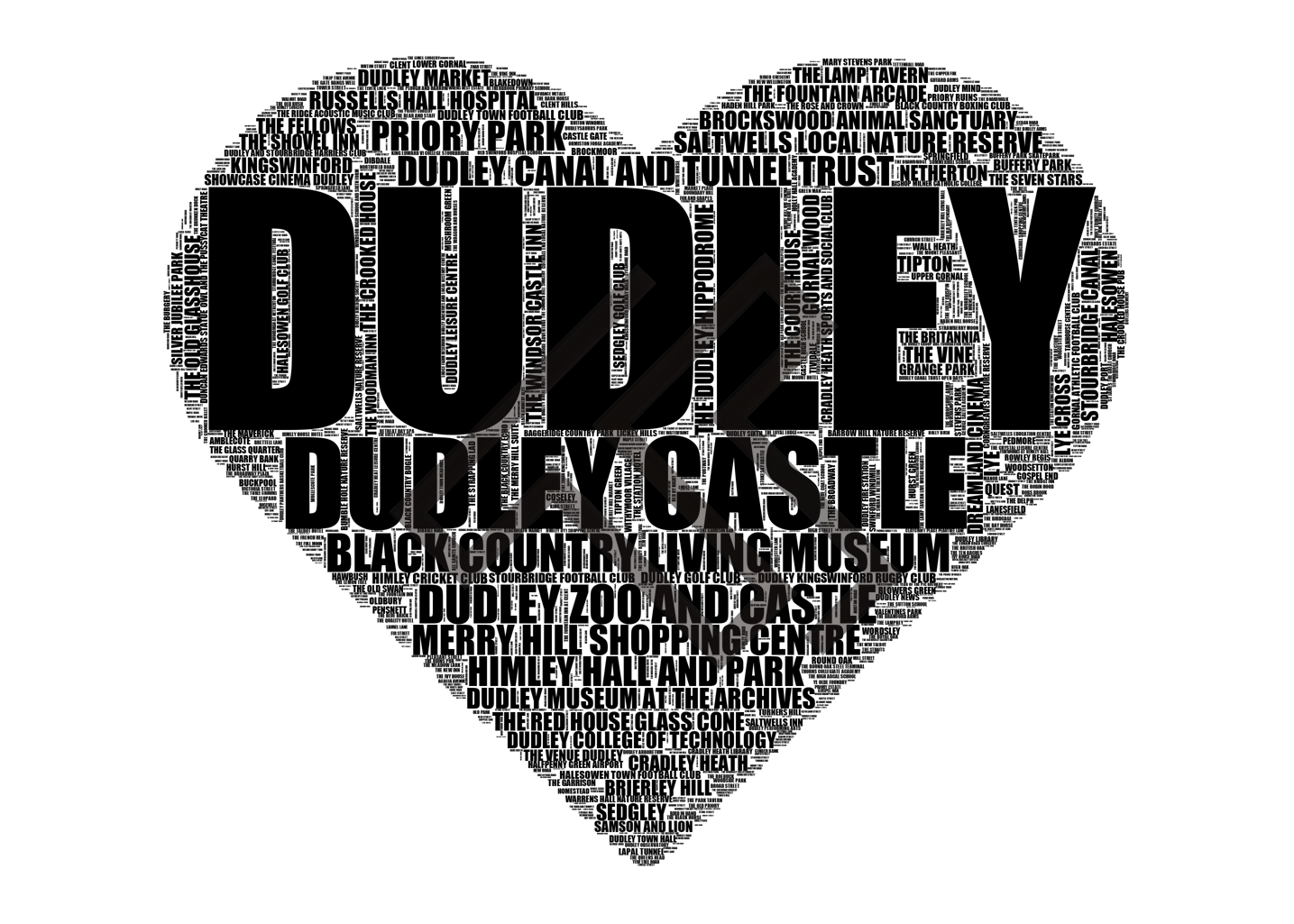 Dudley - Premium Typographic Word Cloud Prints, Posters & Gifts