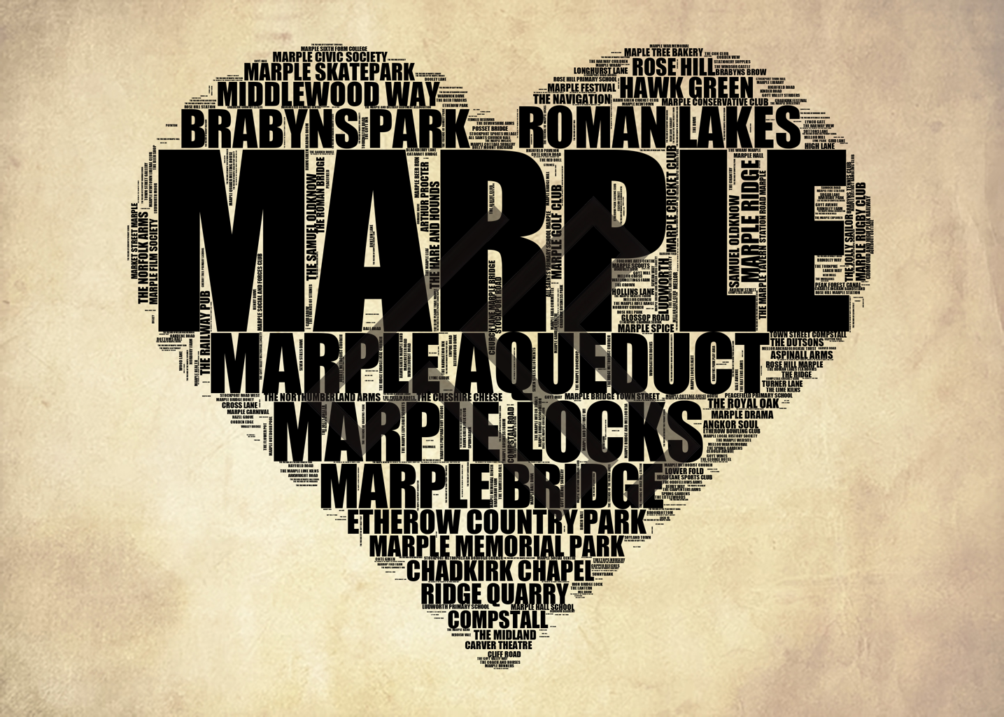 Marple - Premium Typographic Word Cloud Prints, Posters & Gifts