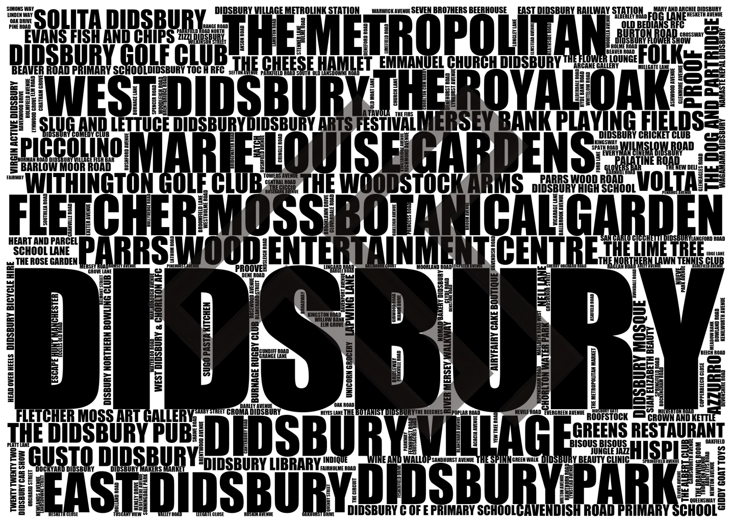 Didsbury - Premium Typographic Word Cloud Prints, Posters & Gifts