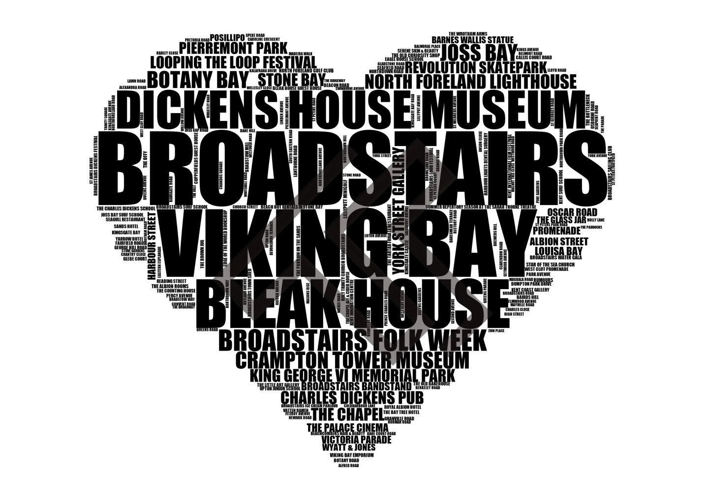 Broadstairs - Premium Typographic Word Cloud Prints, Posters & Gifts