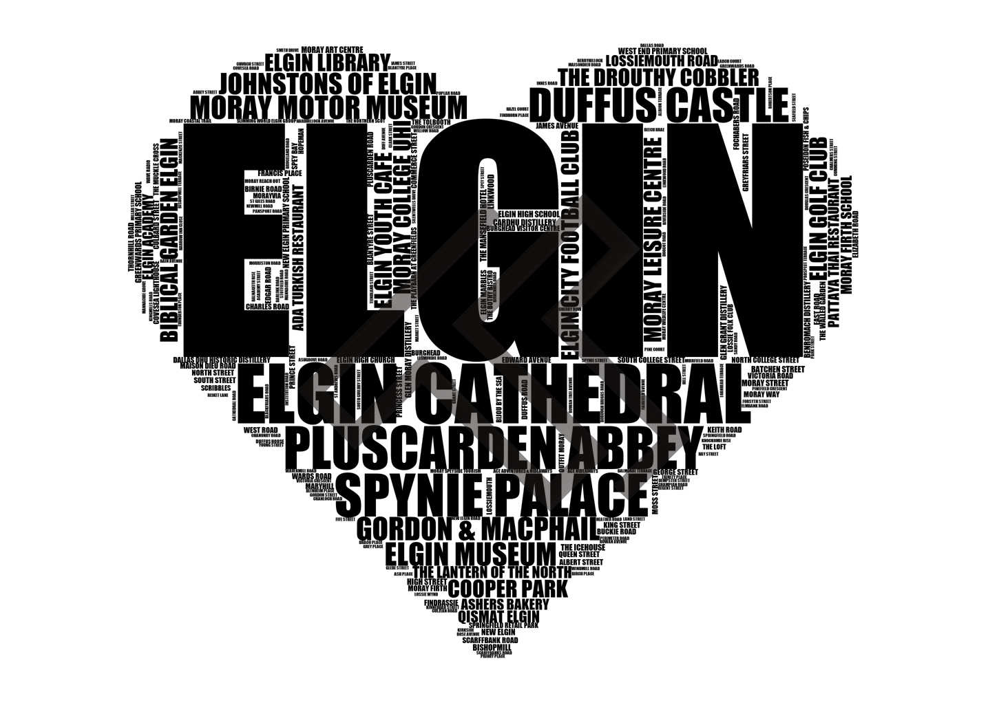 Elgin - Premium Typographic Word Cloud Prints, Posters & Gifts