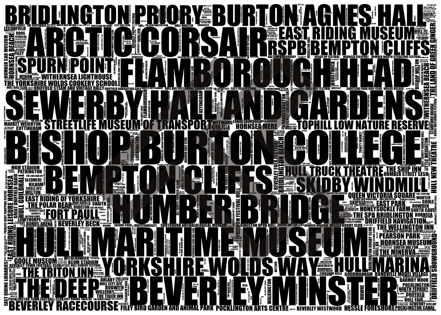 East Riding of Yorkshire - Premium Typographic Word Cloud Prints, Posters & Gifts
