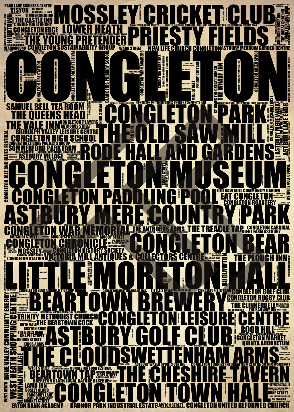 Congleton - Premium Typographic Word Cloud Prints, Posters & Gifts