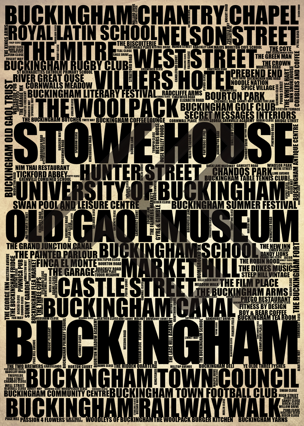 Buckingham - Premium Typographic Word Cloud Prints, Posters & Gifts