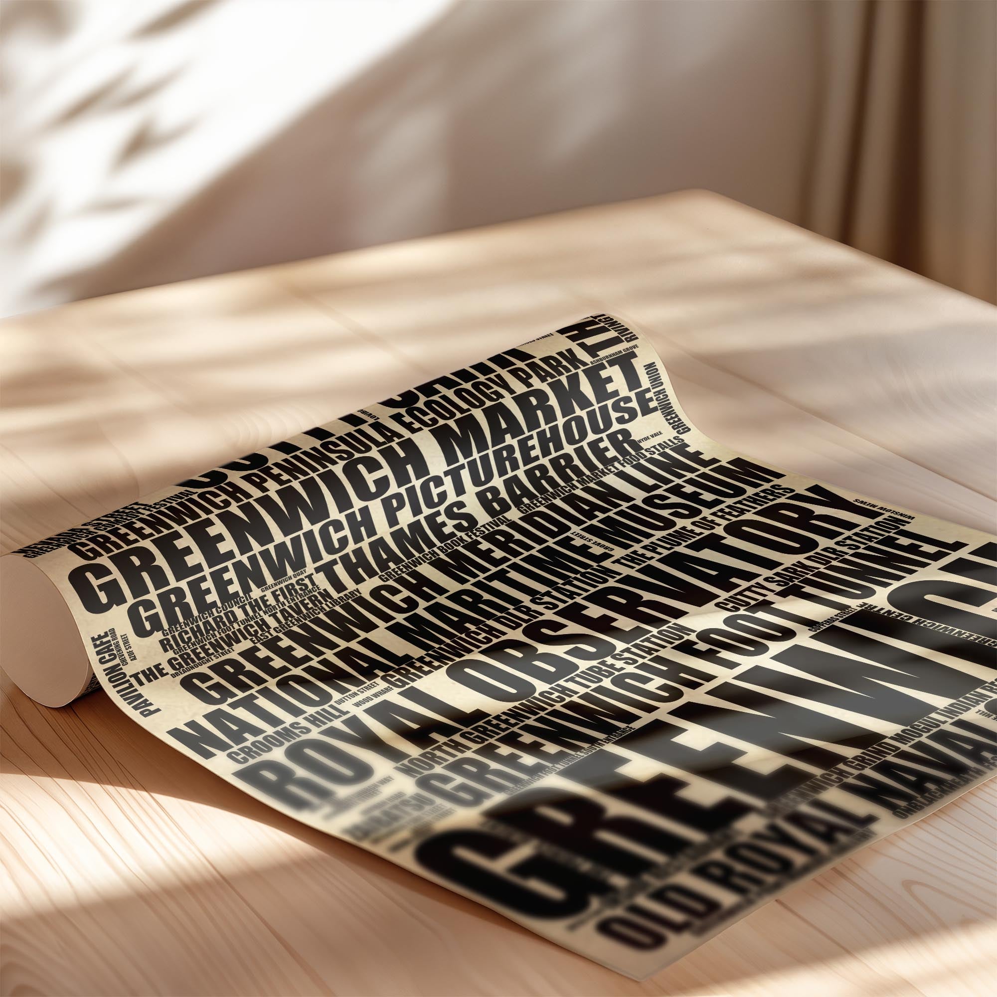 Greenwich - Premium Typographic Word Cloud Prints, Posters & Gifts