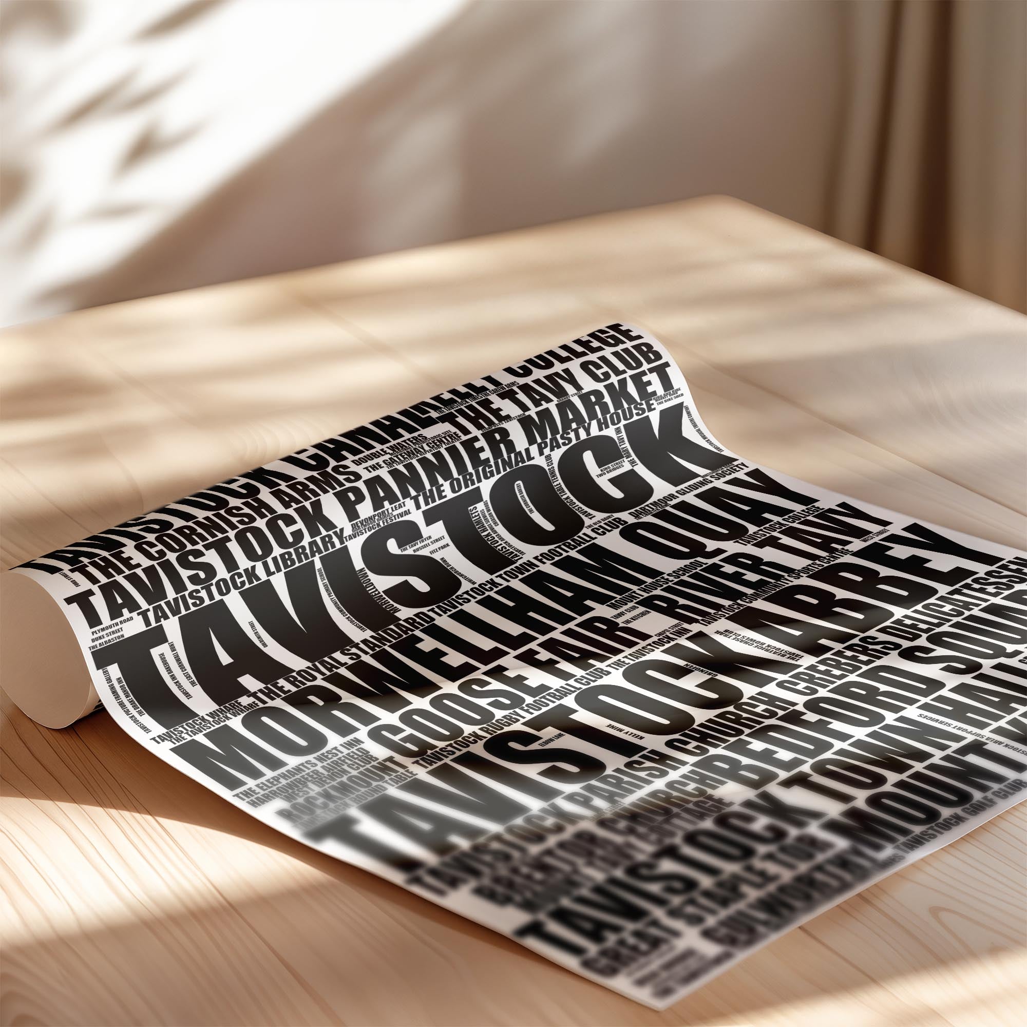 Tavistock - Premium Typographic Word Cloud Prints, Posters & Gifts