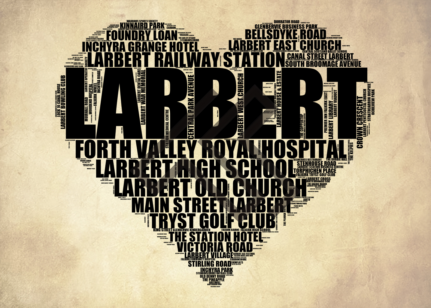 Larbert - Premium Typographic Word Cloud Prints, Posters & Gifts