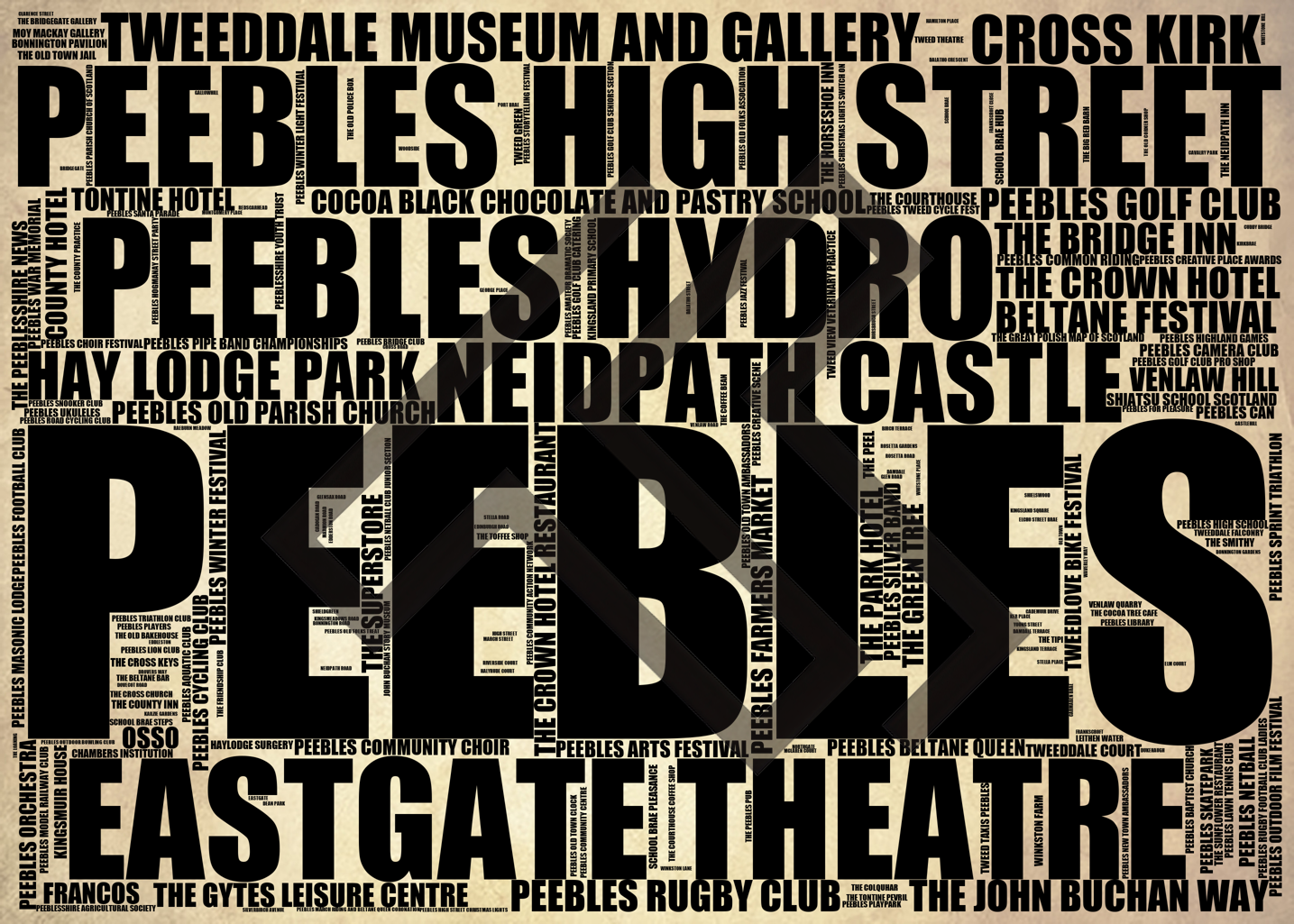 Peebles - Premium Typographic Word Cloud Prints, Posters & Gifts