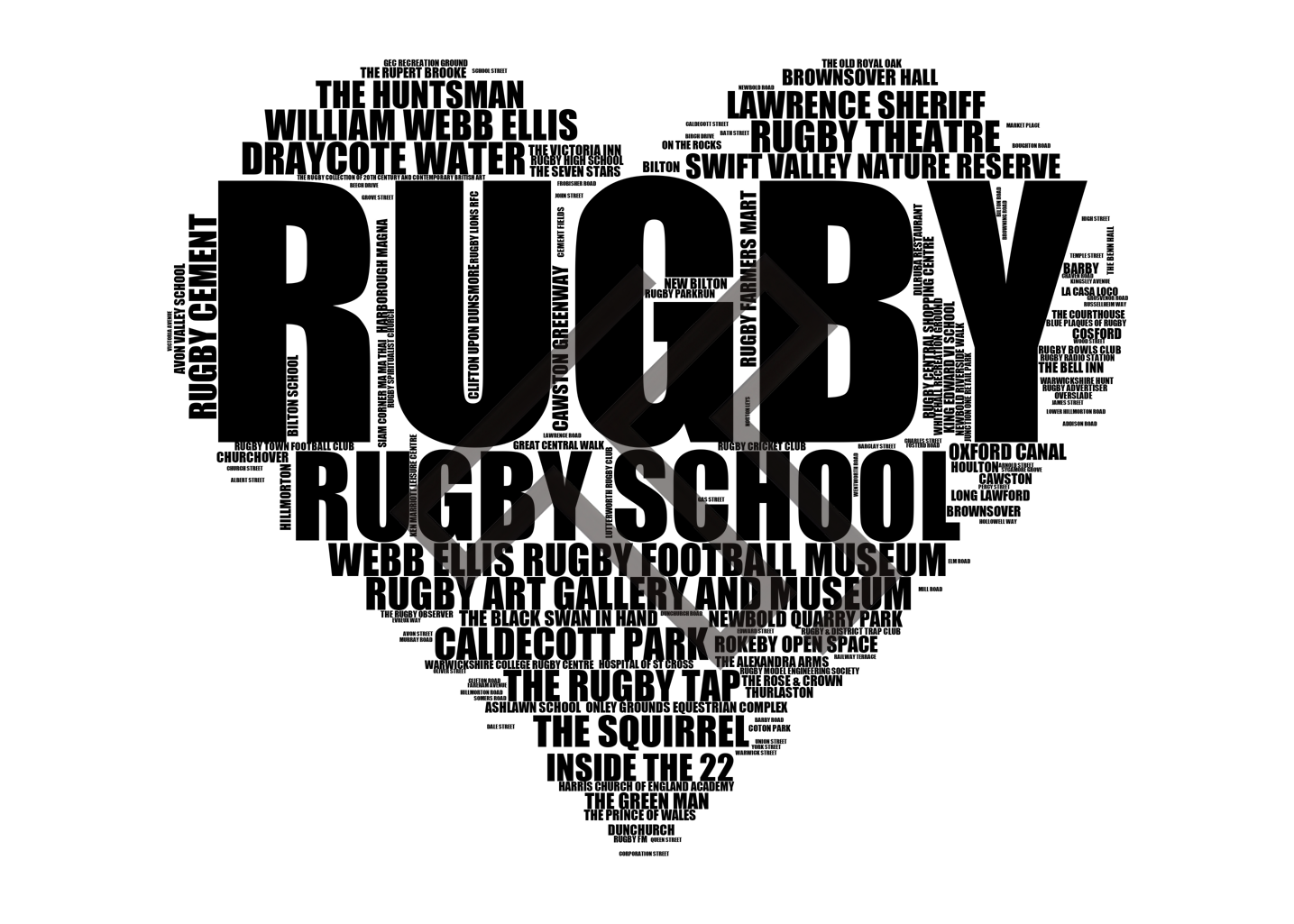 Rugby - Premium Typographic Word Cloud Prints, Posters & Gifts