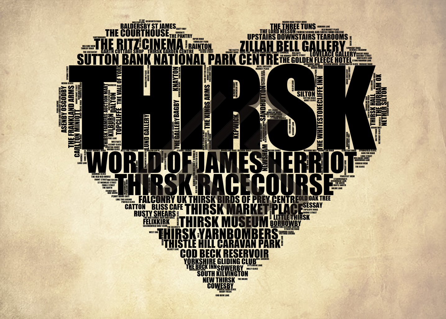 Thirsk - Premium Typographic Word Cloud Prints, Posters & Gifts