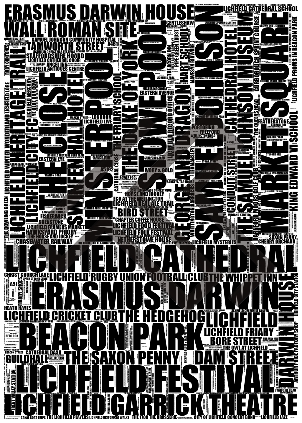 Lichfield - Premium Typographic Word Cloud Prints, Posters & Gifts