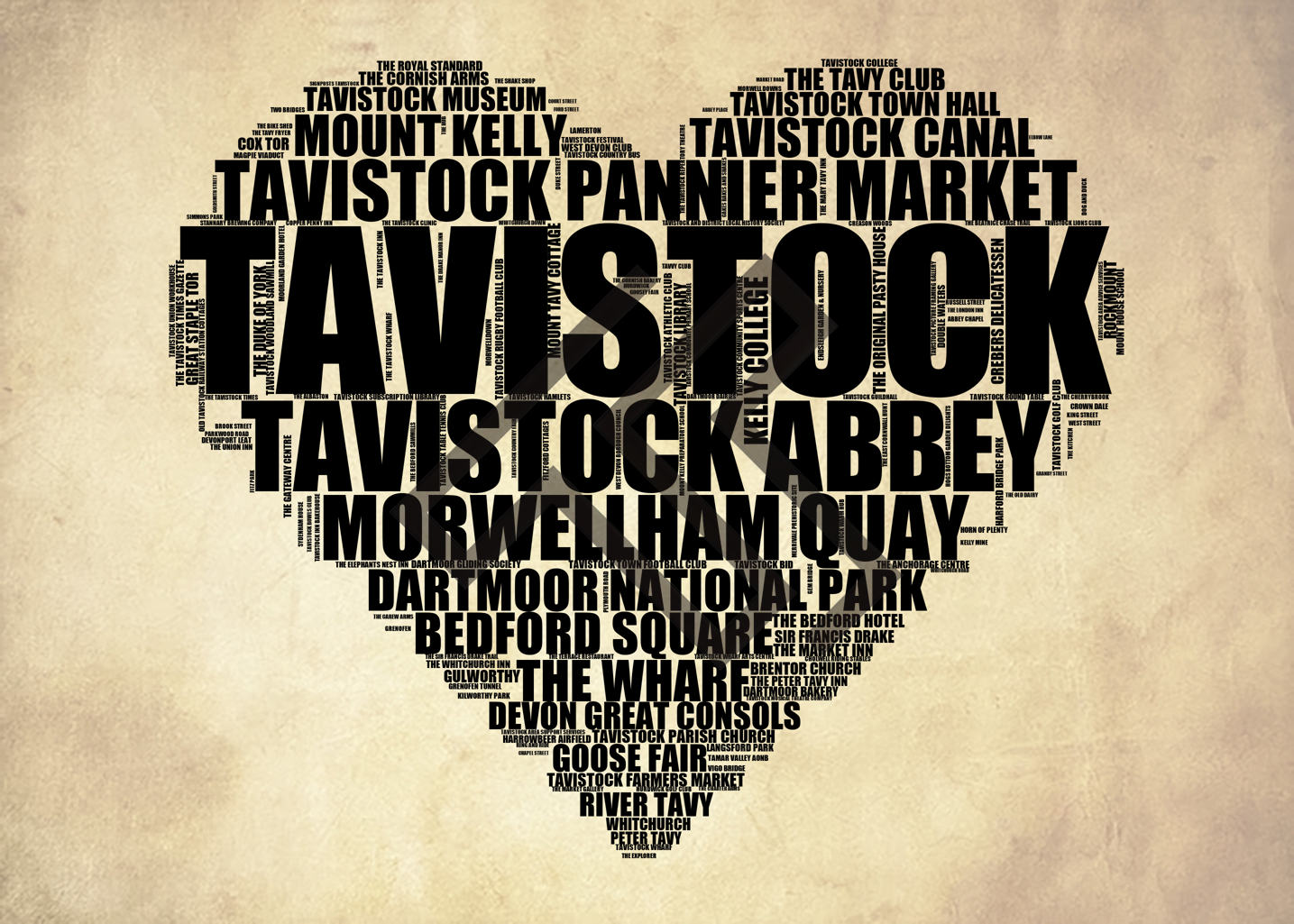 Tavistock - Premium Typographic Word Cloud Prints, Posters & Gifts