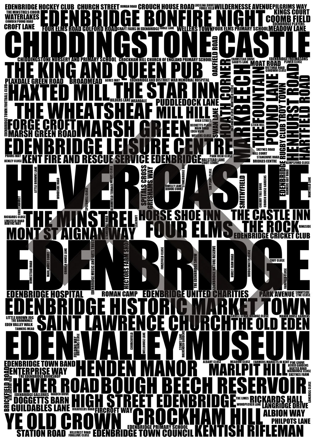 Edenbridge - Premium Typographic Word Cloud Prints, Posters & Gifts