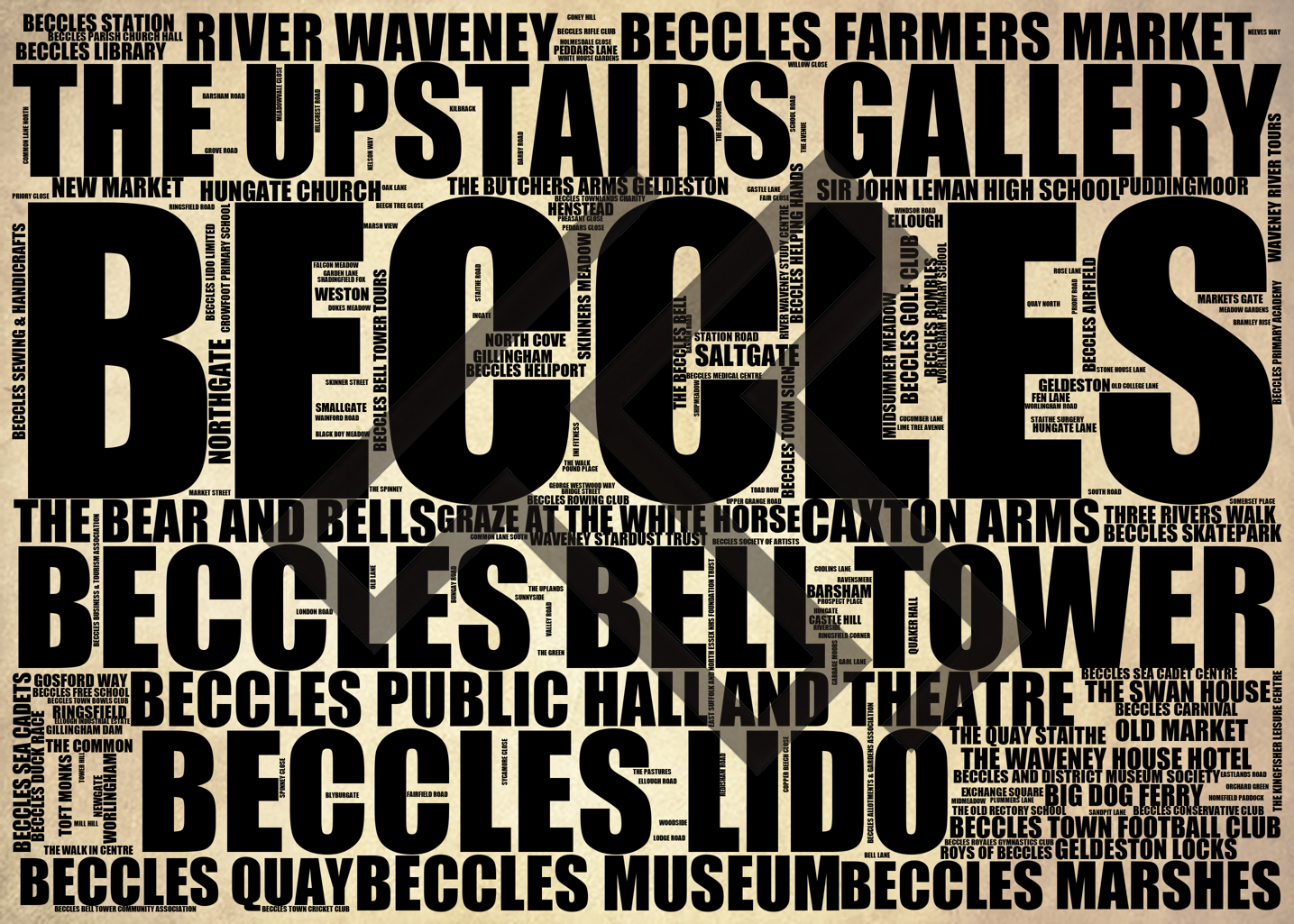 Beccles - Premium Typographic Word Cloud Prints, Posters & Gifts