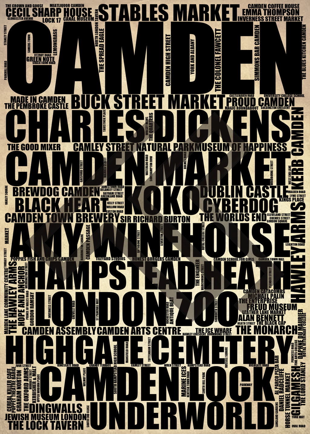 Camden - Premium Typographic Word Cloud Prints, Posters & Gifts