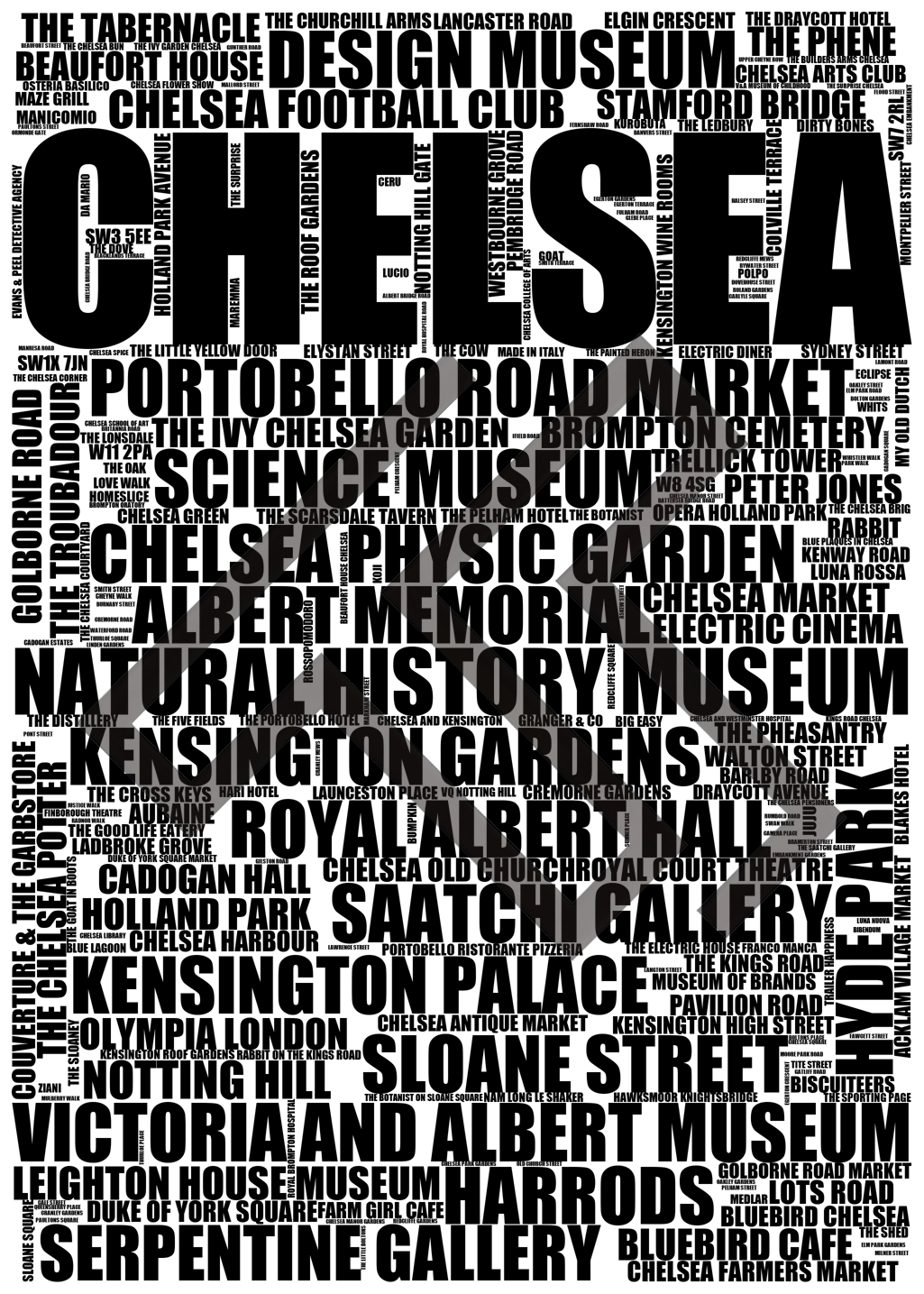 Chelsea - Premium Typographic Word Cloud Prints, Posters & Gifts