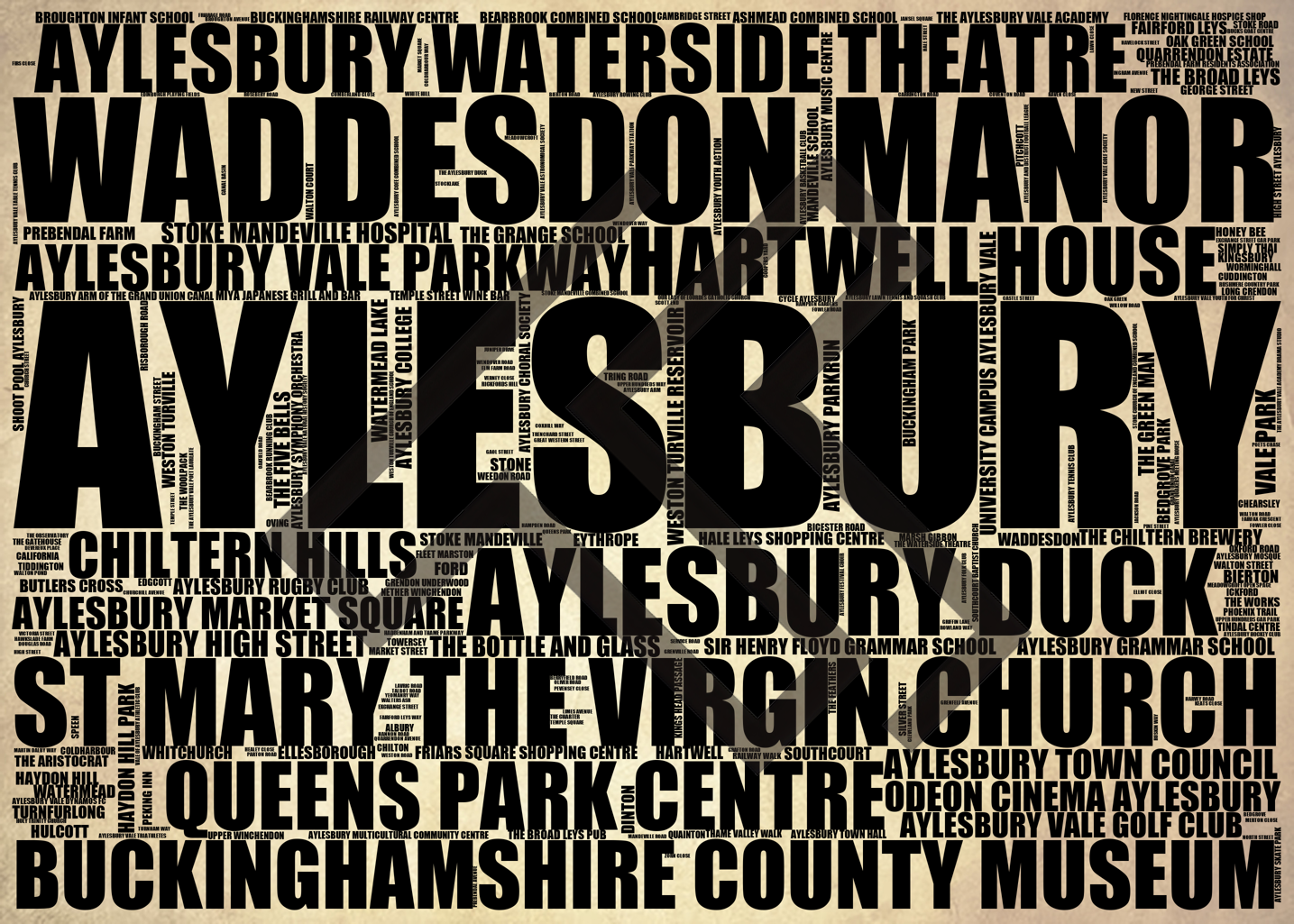 Aylesbury - Premium Typographic Word Cloud Prints, Posters & Gifts
