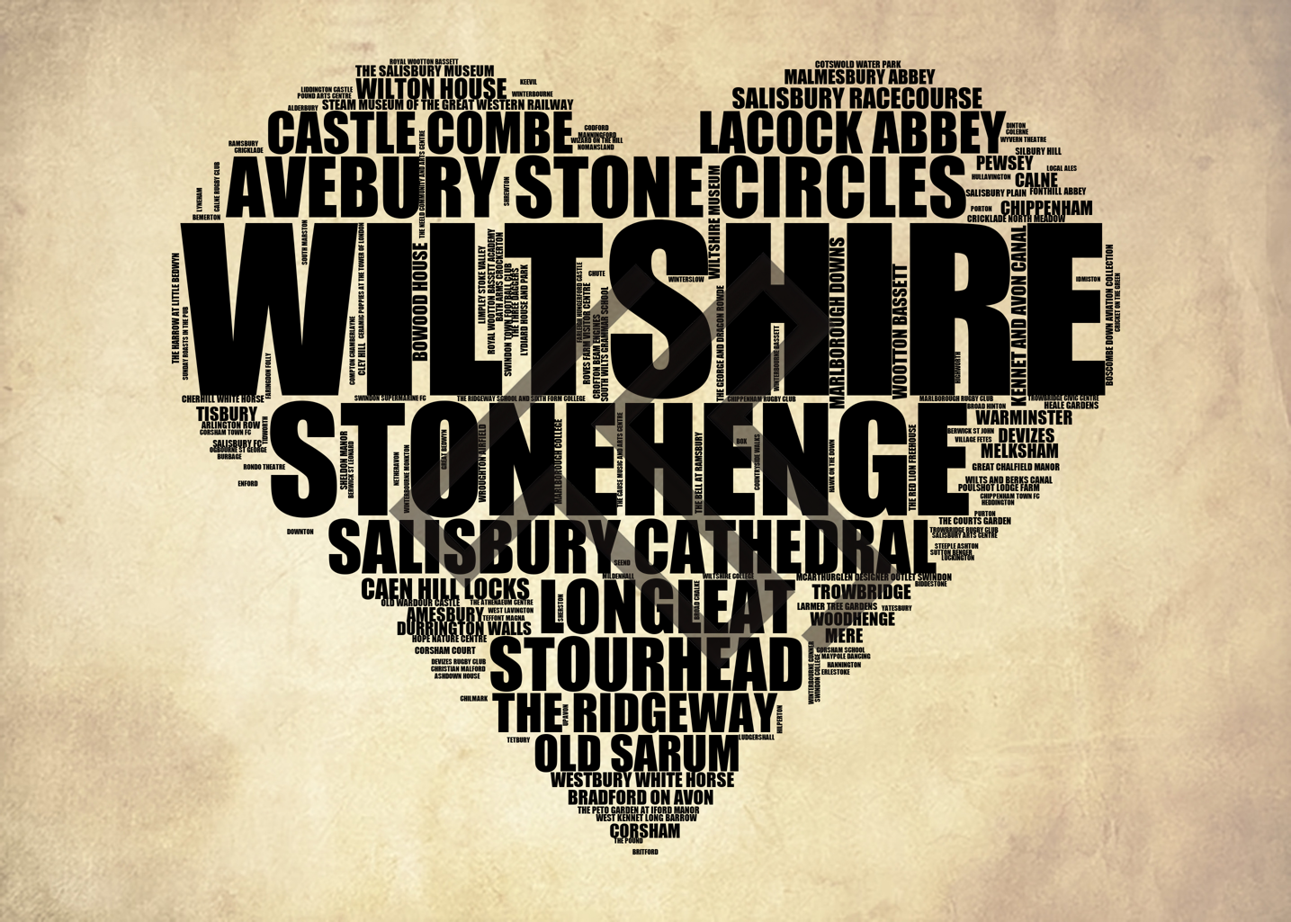 Wiltshire - Premium Typographic Word Cloud Prints, Posters & Gifts