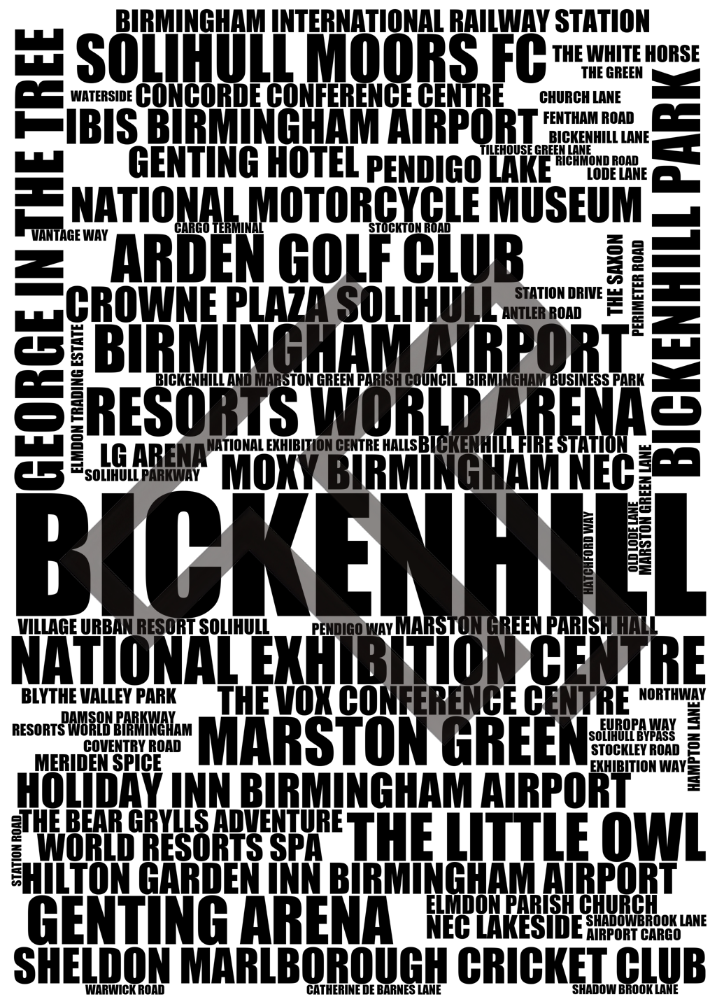 Bickenhill - Premium Typographic Word Cloud Prints, Posters & Gifts